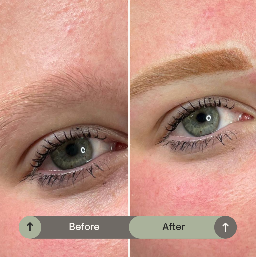 Before en after PMU wenkbrauwen behandeling Resultaat PMU wenkbrauwen behandeling